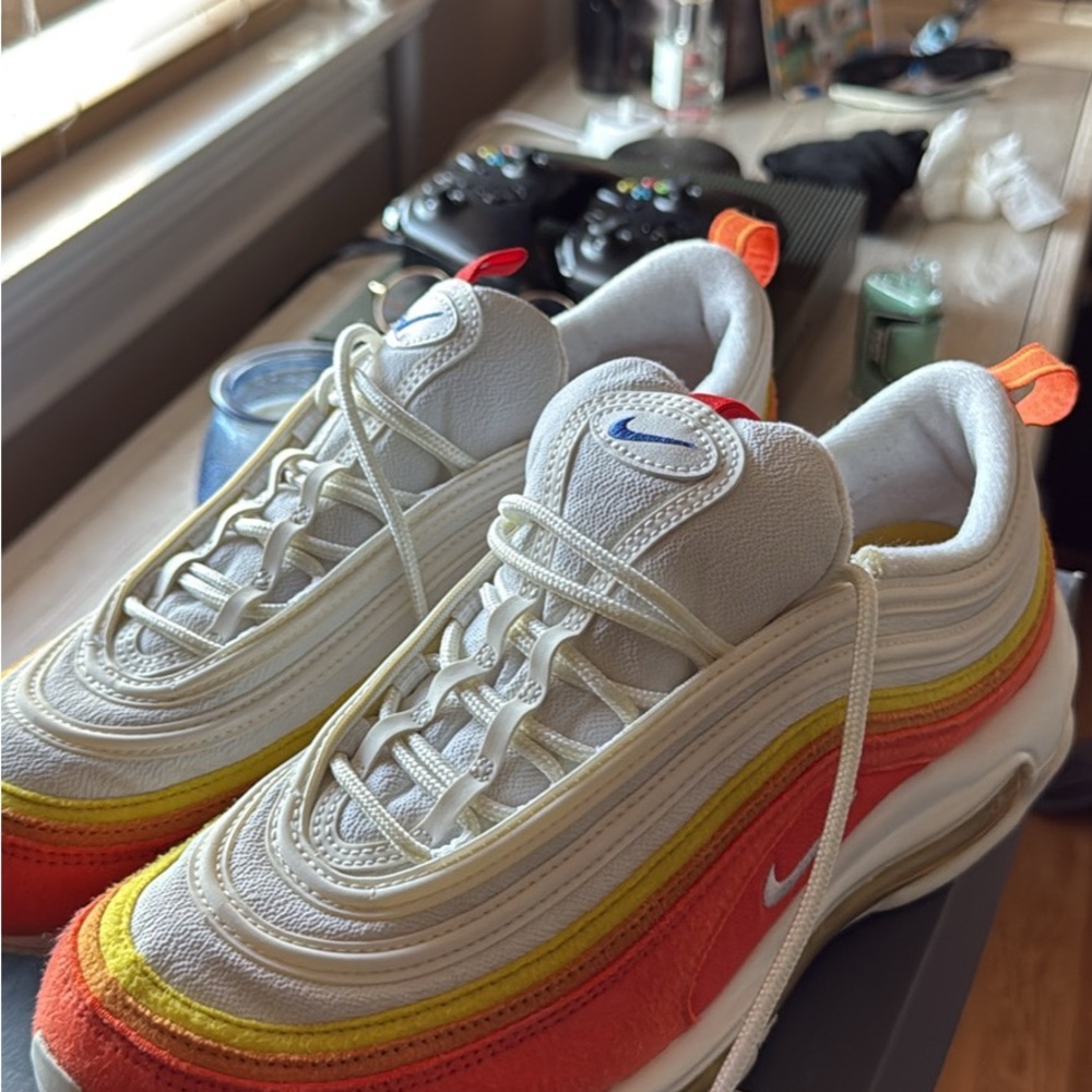 Nike Men Air Max 97 White and Orange Shoes Men 10.5